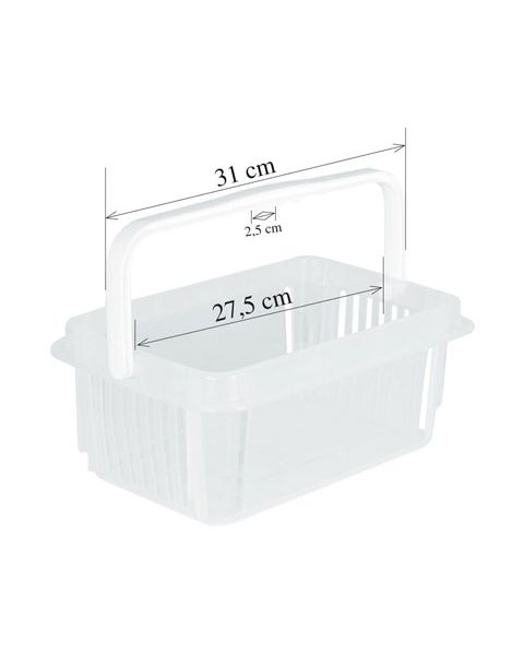 Innkaupakarfa. 7 L. með 1 handfangi. Glært plast. L 30,5 x P 20 x H 12 cm