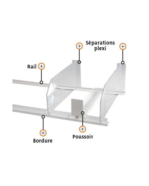 Flæðistýring, frambrún, hvít án framhliðar. 1 metri. Segul braut.