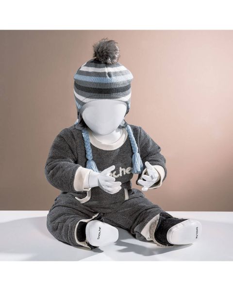 Barnagína, með höfuð, hvítt há glans, sitjandi, H44 cm