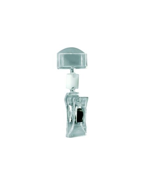 Skiltahaldari, Clear Grip, lítill, með lítilli klemmu. B 2,5 x H 7 cm. Val um svart eða glært