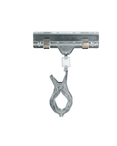 Skiltafesting, Clear-Grip, H10 cm. Breið klemma - 10 stk/pk