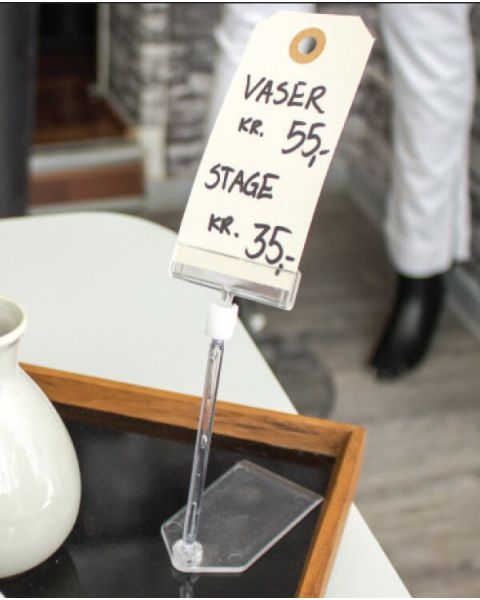 Clear-Grip skiltahaldari á standi. Hár - breið klemma.