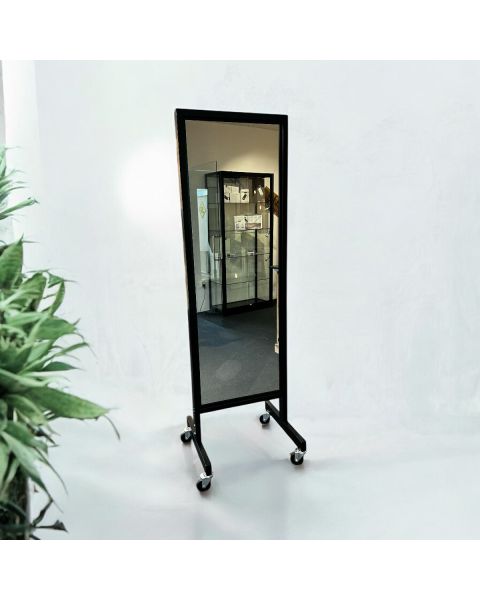 Gólfspegill - Tvöfaldur á hjólum - Svartur.