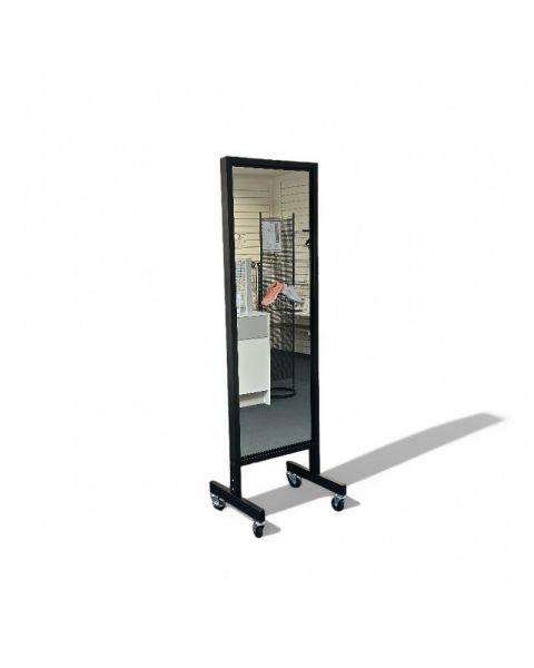 Gólfspegill - Tvöfaldur á hjólum - Svartur.