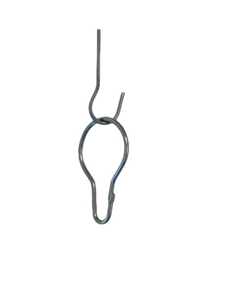 Gardínuhringur með lás, króm. H 5,9 cm. - Perulaga hringur til að hengja upp skilti