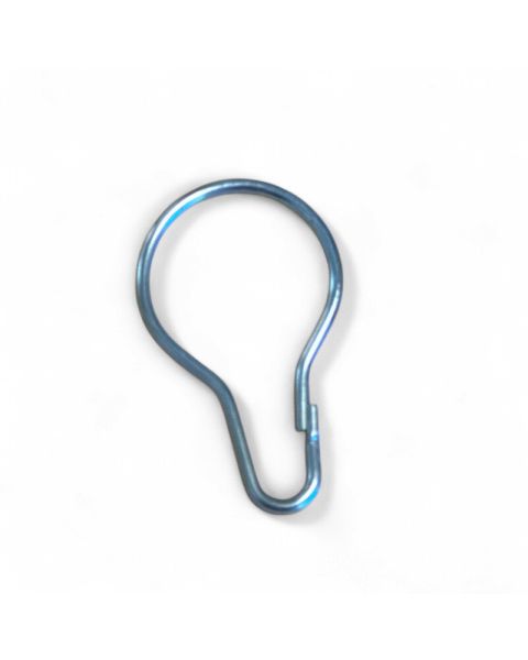 Gardínuhringur með lás, króm. H 5,9 cm. - Perulaga hringur til að hengja upp skilti