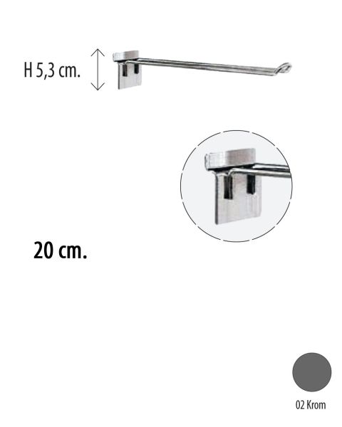Vörukrókur, Euro-krókur tvöfaldur, 20 cm. f/ raufapanil