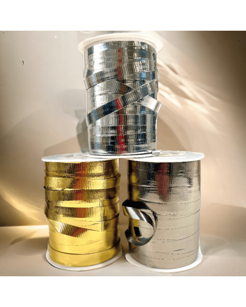 Gjafaborðar - málmáferð, rifflaðir, reyklitaðir, 10 mm, rúlla með 250 m