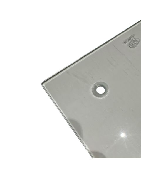 Fótplata úr hertu gleri 30 x 42,5. Gat 12 mm. Án stangar.