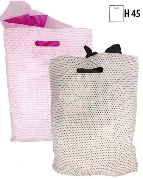 Plastpokar með doppum  H 45 cm. - 100 stk. Veldu lit