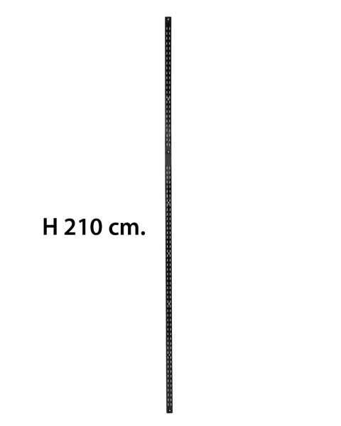 Super-Skinne, svört veggstoð 210 cm, með tvöfaldri gataröð