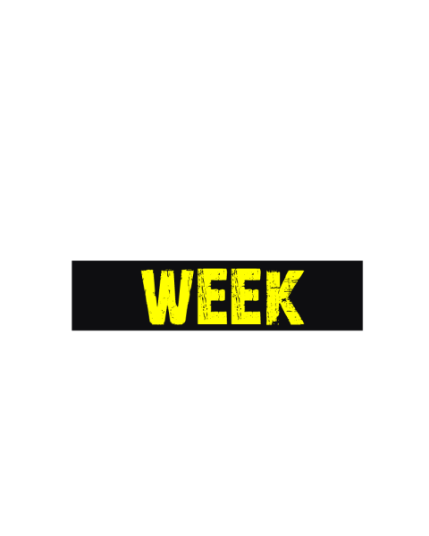 Plakat. WEEK, svart og gult, 50 x 12 cm