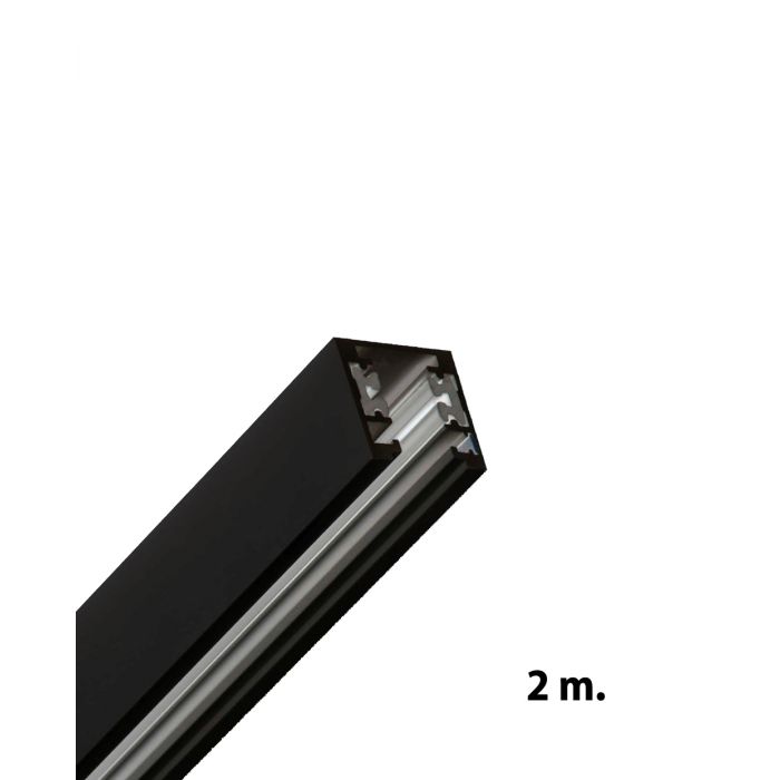 Strømskinne, 1F, 230V, sort, 2 m, inkl endestykker
