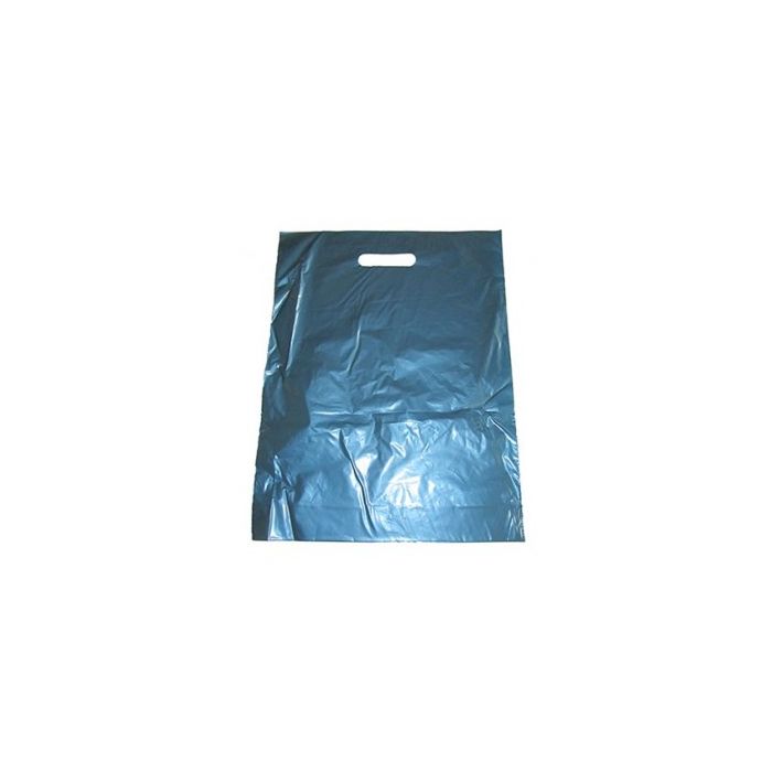 Metalblå plastikpose 25x4x38 cm