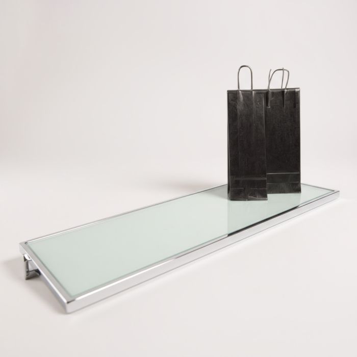 HAPPY! Vegghilla með mattri glerhillu. Króm