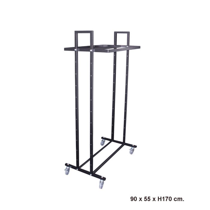 Götustandur L5, 90 cm - m/ tvöfaldri fataslá. Svartur