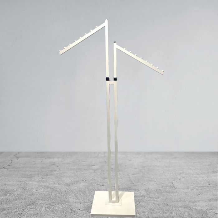 Joy-standur, 2 hallandi hvítir armar, hvítur rammi, 80 x 39 cm, H125-195 cm
