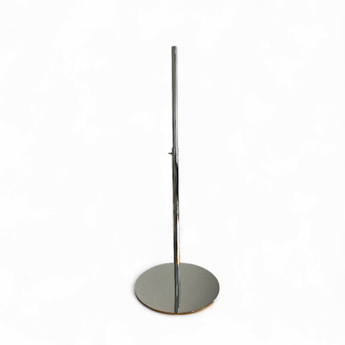 Fótplata úr málmi fyrir gínu. Króm - EXTRA stór fótplata - Ø 40cm, H66-132 cm