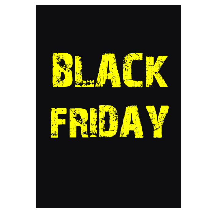 Plakat. Black Friday, svart og gult, 50 x 70 cm