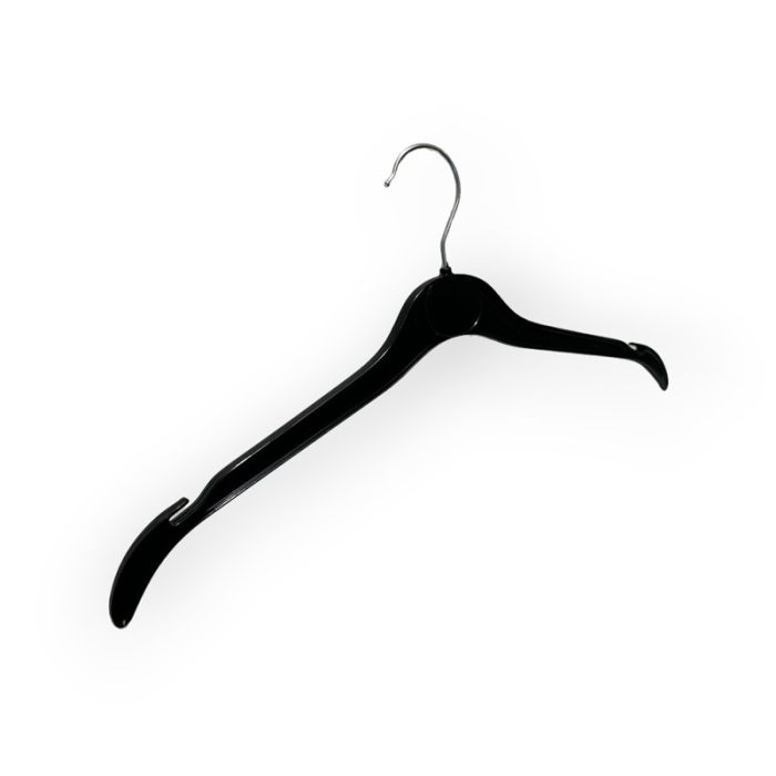 Fullorðinsherðatré úr formpressuðu plasti, með haki án þverslár, svart, 41 cm