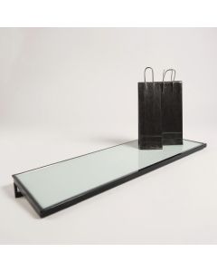 HAPPY! Vegghilla m/hrímaðri glerhillu, svört