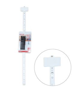 Vöruborði með 12 krókum, með festingu, hvítur, L41,5 cm