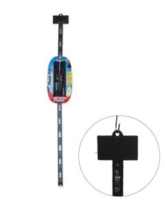 Vöruborði með 12 krókum, með festingu, svartur, L41,5 cm