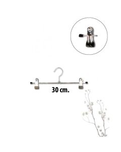 Klemmuherðatré málmur (B 30 cm) Svart gúmmí. Buxnaherðatré. Lágmarkskaup 300 stk.