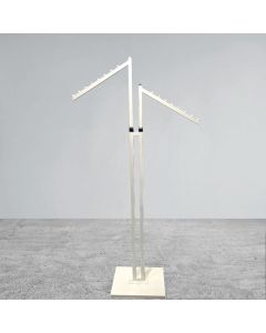 Joy-standur, 2 hallandi hvítir armar, hvítur rammi, 80 x 39 cm, H125-195 cm