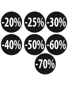 Svartir límmiðar með prósentutölum - 1.000 stk