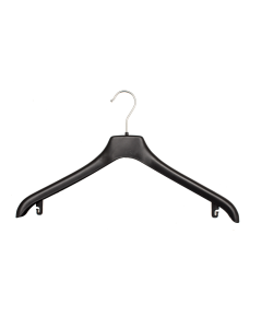 Sterk herðatré, plast, svart, 44 cm, breiðari öxl 2,0 cm, pakki með 110 stykkjum, létt