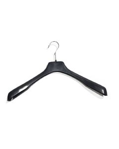 Sterk jakkaherðatré úr svörtu plasti, 45 cm, breidd öxl 4,0 cm, pakki með 80 stykkjum. Létt