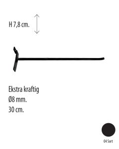 Krókar f/panil - 30 cm. Sérstaklega sterkir. - svart