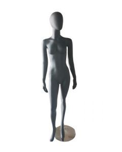 1300 dömugína - Svört, mött með höfuð án andlitsdrátta. Kringlótt málmfótplata. H 180 cm. Gerð B