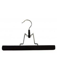 Buxnaherðatré, m/ klemmum, svört silkimött gúmmíhúð, króm krókur, 25 cm