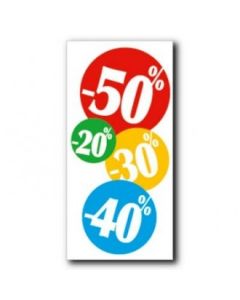 Plakat.  20%, 30%, 40% og 50% úr pappír. 80 x H165 cm