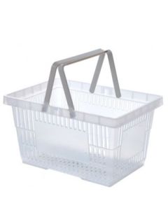 Innkaupakarfa, 22 L. Glært plast H 22,5 cm. 2 handföng