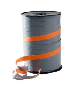 Gjafaborðar, matt, tveggja lita, grátt/appelsínugulur, 10 mm, rúlla með 250 m