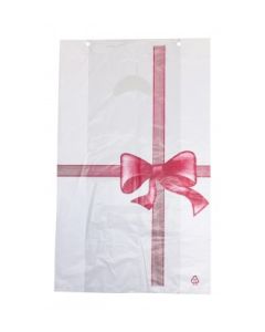Plastpoki. 25x5,5x38sm, 100 stk. HVÍTUR M/RAUÐU BANDI