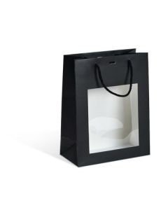 Gjafapoki með glugga, 22x11x28 cm. Svartur