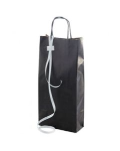 Gjafapoki f/ 2 vínflöskur. 18 + 8 x H 39 cm - 50 stk. Svartur