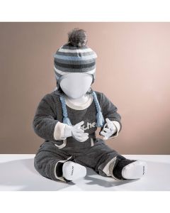 Baby mannequin, med hoved, hvid high gloss, siddende, H44 cm