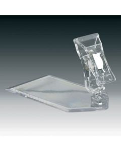 Clear-Grip skiltahaldari á standi. Lágur - lítil klemma. 