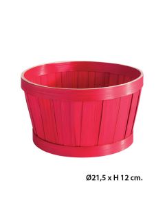 Gavekurv, rund, bambus, rød, Ø21,5 cm, H12 cm