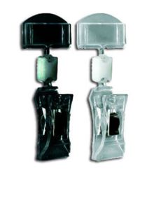Skiltahaldari, Clear Grip, lítill, með lítilli klemmu. B 2,5 x H 7 cm. Val um svart eða glært
