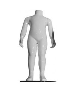 Family børnemannequin. Hvid high gloss. 2-4 år. H 73 cm. Rund glas fodplade