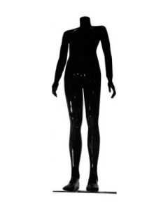 Family børnemannequin. Sort high gloss. 12-14 år. H 140 cm. Rund glas fodplade